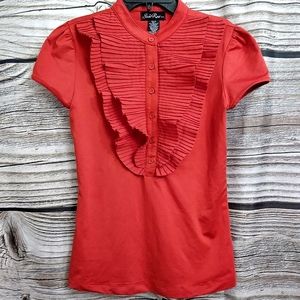Red Blouse Ruffle Detail Susie Rose